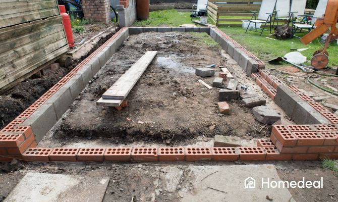 Fundament voor een aanbouw