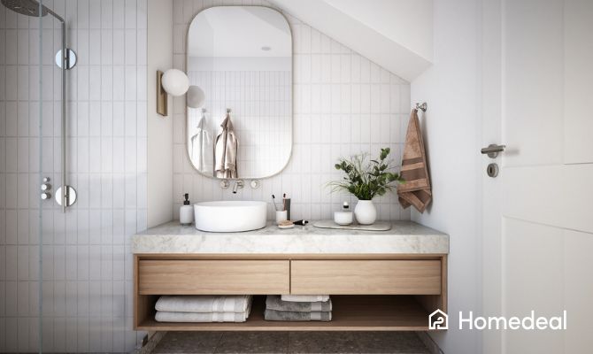 Moderne badkamer met douche