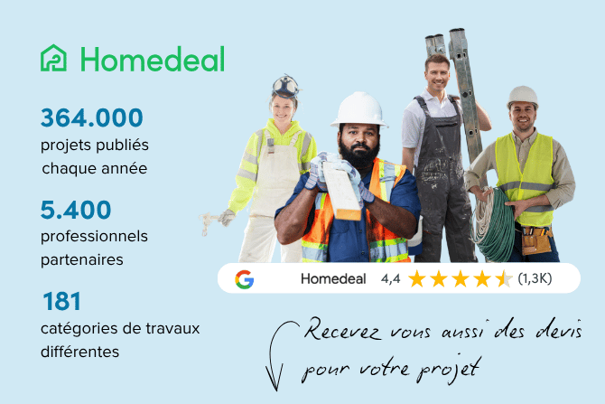 Professionnels du bâtiment et artisans partenaires Homedeal pour comparer des devis travaux - Homedeal